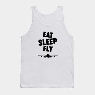 Eat, sleep, fly, reapeat with ariplane black design Tank Top